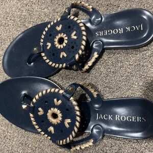 Jack Rogers Midnight Blue Sandals with Metallic Details